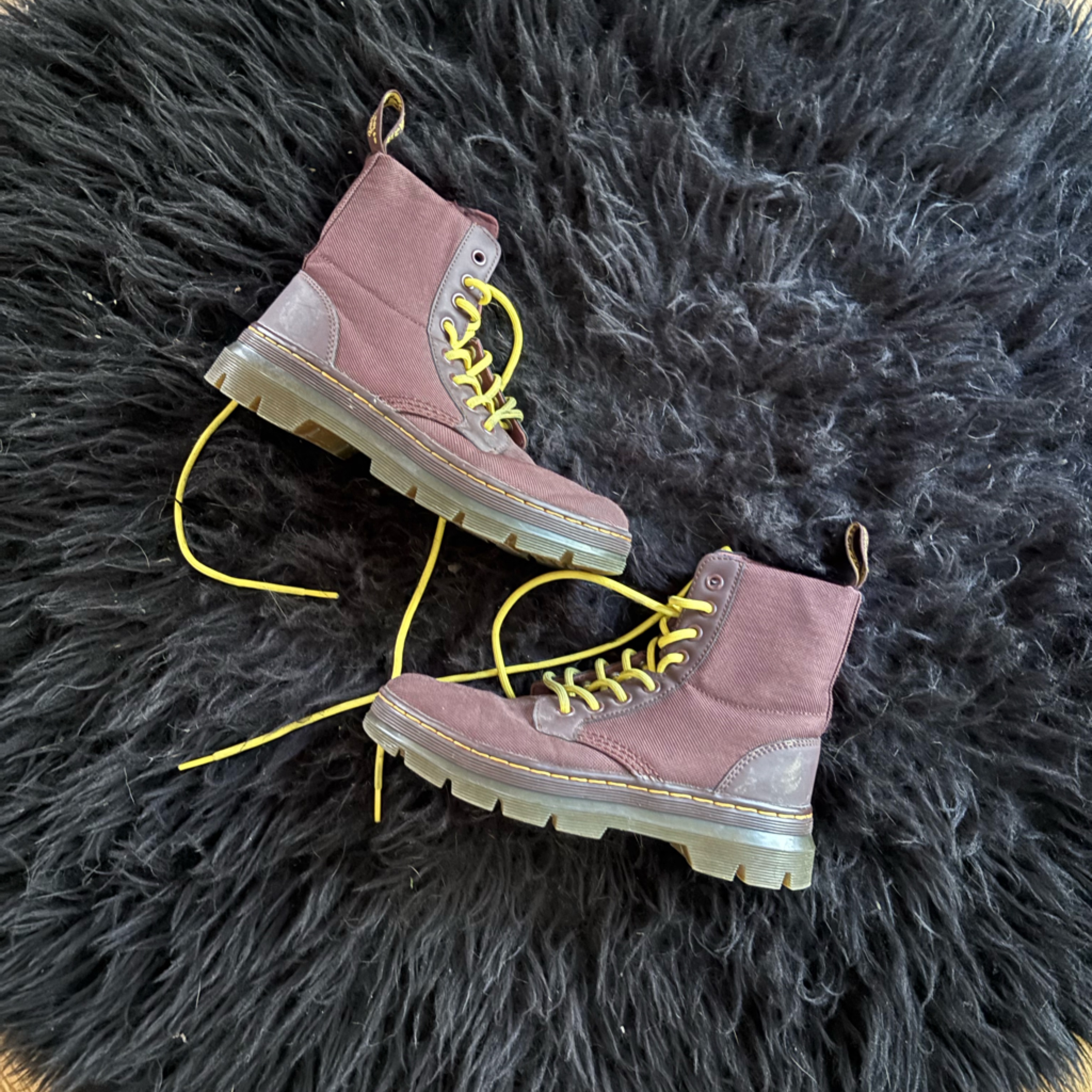 Dr. Martens Purple Boots With Yellow Laces